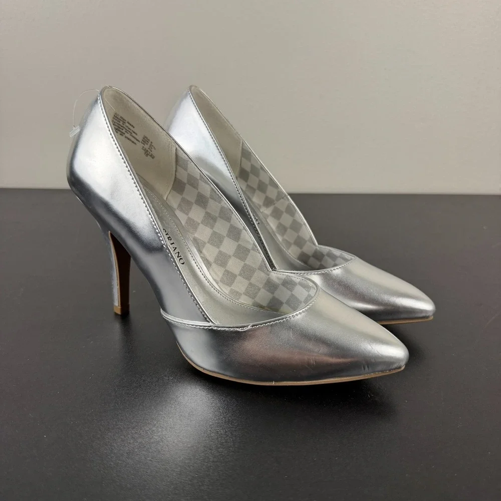 Christian Siriano for Payless Pump Heels Women's 6 Silver Pointed Toe Career